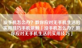 没手机怎么办？教你应对无手机生活的实用技巧手机依赖「没手机怎么办？教你应对无手机生活的实用技巧」