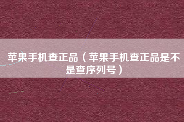 苹果手机查正品（苹果手机查正品是不是查序列号）